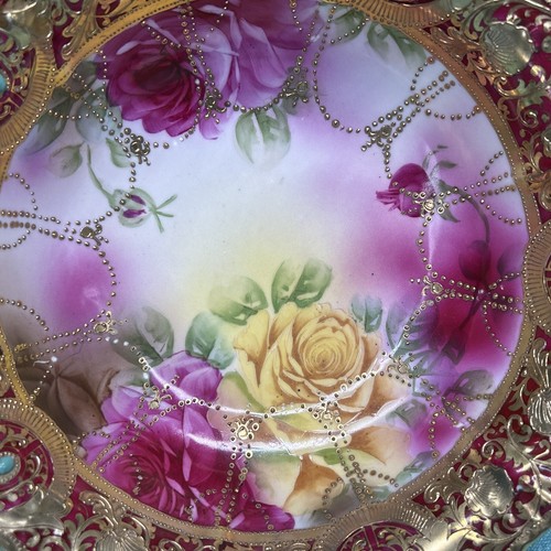 AT Nippon Hand Painted Roses & 22K Gilded Moriage Bowl 10” Wide.( Please Read) - Picture 3 of 21