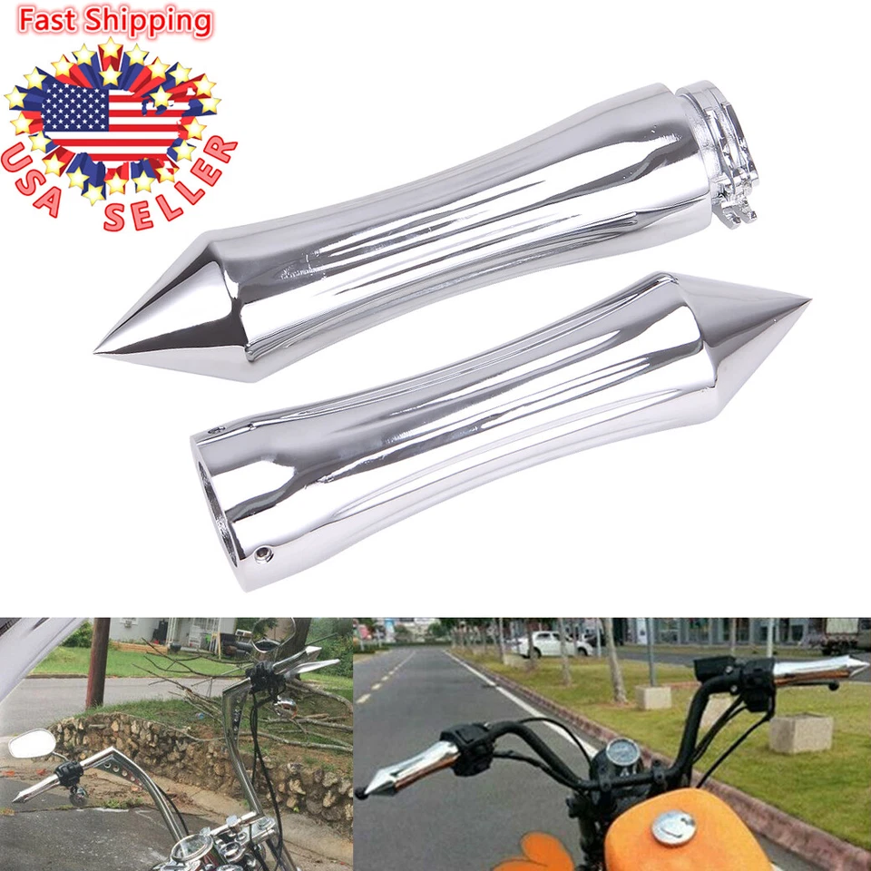 Empuñaduras de manillar cromadas de 1" para Harley Touring Sportster Dyna Softail Foto 2 de 4