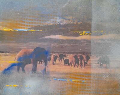 Bernhard Gerner  Kilimandscharo    Mixed Media Collage 24x30 cm Unikat
