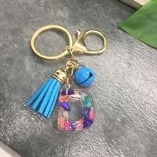 3.5" Handmade Resin Pendant Initial Keychain D Tassel Bell New Free Ship 8837