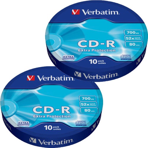Verbatim CD-R Rohlinge 50 Stück | 700MB 80min Digital Vinyl Oberfläche | 5 Farben Für Daten & Musik