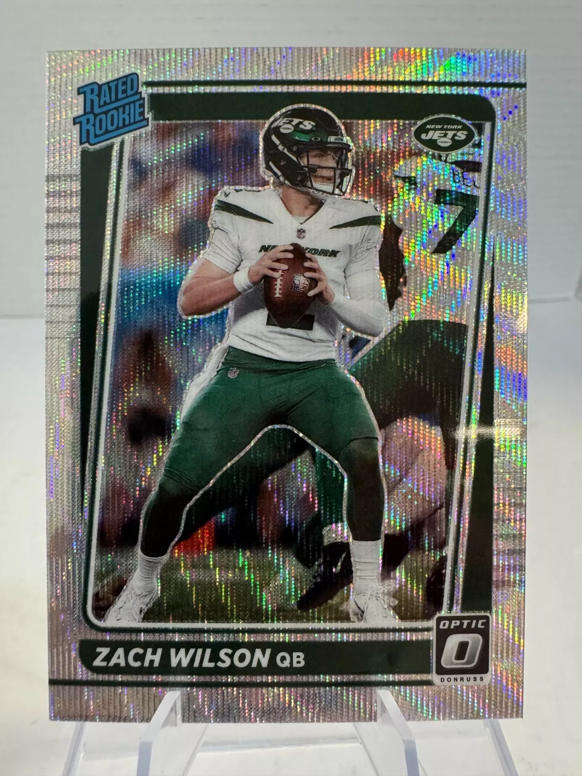 2021 Panini Donruss Optic Zach Wilson #202 Rookie Wave Prizm 245/299 Dolphins