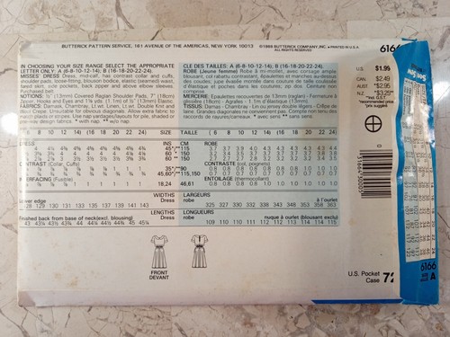 BUTTERICK 6166 See Sew VTG 80s Dress Midi Blouson Flare Zip 6 8 10 12 14 UNCUT - Zdjęcie 3 z 8