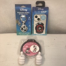 Disney Mickey AirTag Key Chain Slim Grip SpinPop And Minnie Phone Stand Set NEW