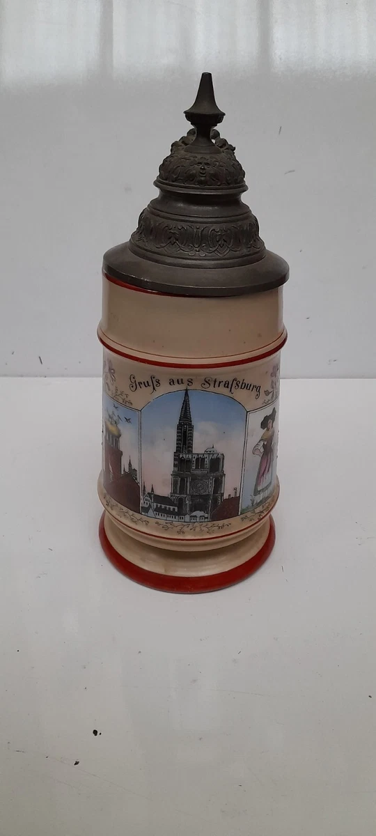 LOT DE 4 CHOPES A BIERE GRES STELLA ARTOIS/ LE P TIT QUINQUIN/ ALSACE