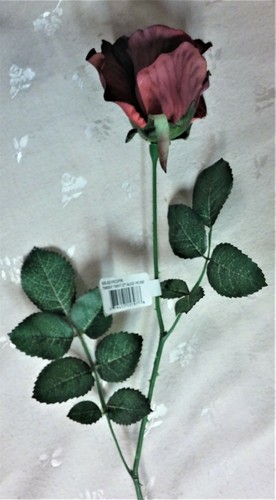 NWT Artificial Single Rose Stem - Wine w/Leaves & Thorns - About 26" Tall - Picture 2 of 4