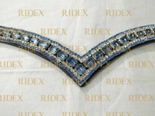 Addition 5 Row Clear Crystal Leather Bridle Browband V Shape For Horse.