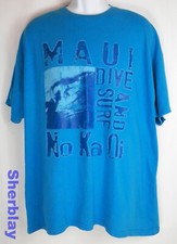 Maui Dive Surf & No Ka Oi Graphic T Shirt Blue sz XXL 100% Cotton Ouray Sportswe