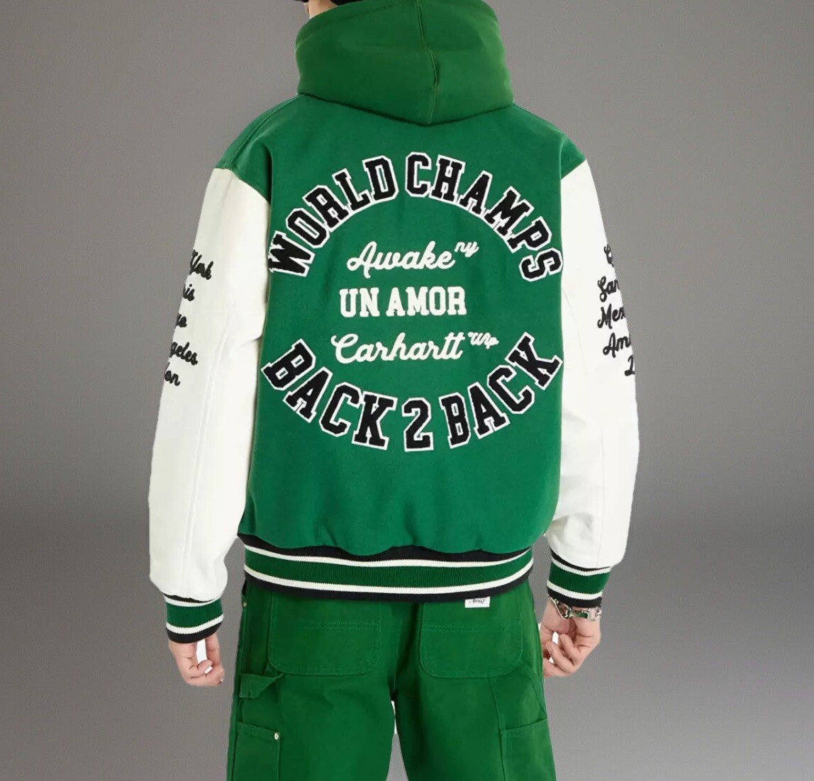 Awake NY × Carhartt WIP Teddy Jacket I031336 Dark Green/Wax XS image 2