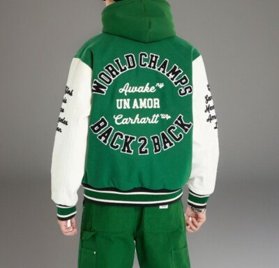 Awake NY × Carhartt WIP Teddy Jacket I031336 Dark Green/Wax L