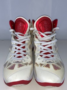 white and red lebron 8