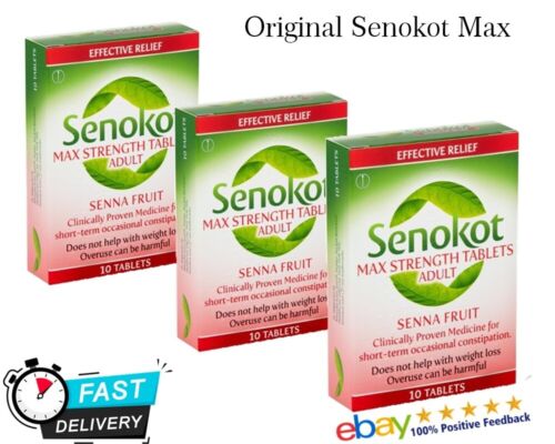 Senokot Max Strength Tablets Adults - 10 tablets Exp 04-2026 Pack 3 Same DayDisp