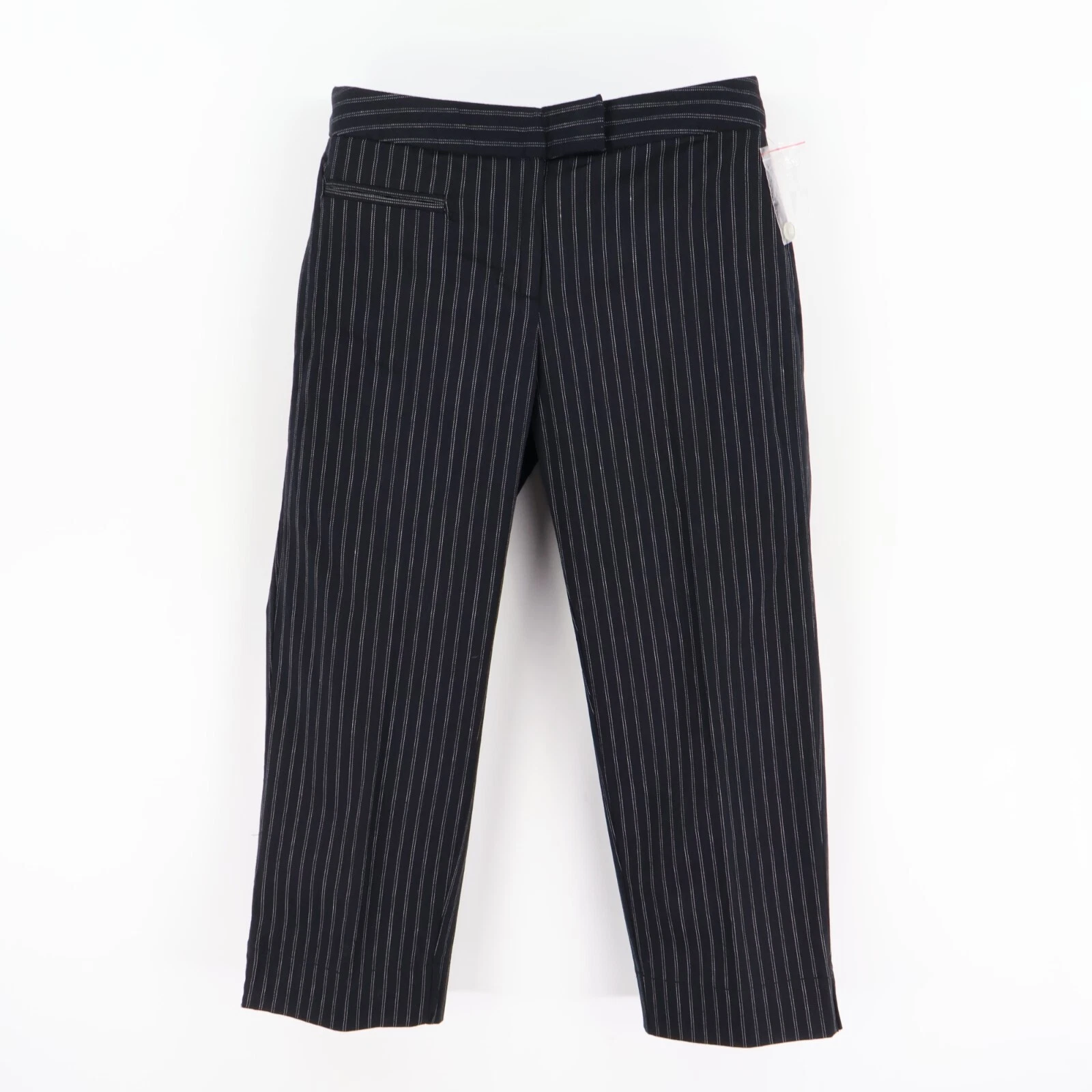 Jaclyn Smith Classic Capri Pants Womens Sz 6 Black Striped Mid Rise Straight Leg