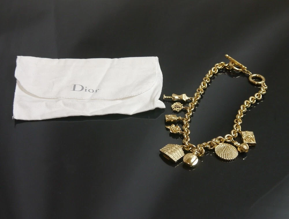 Autentica Collana Christian Dior Vintage Icona Logo Metallizzato #10084