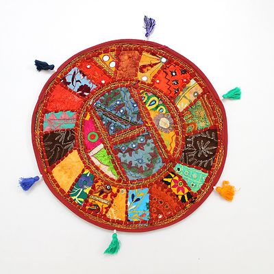 Indische handgefertigte Wohnkultur Vintage runder Boden Patchwork Kissenbezug Lr