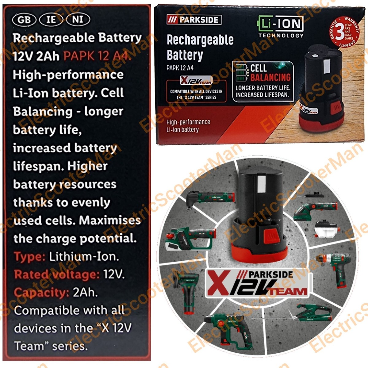 Parkside Herramientas Parkside 12V Battery Ah PAPK 12 B3 Li