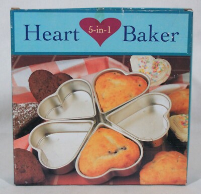 Fox Run Heart Shaped Muffin Pan RARE! FOX RUN HEART 5-IN-1 BAKER