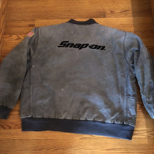 VTG Snap On Tools Insulated Quilted Distressed Canvas BlueJacket Coat Sz 2XL - Picture 6 of 18