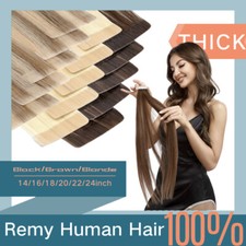 Tape In 100 Remy Human Hair Extensions Skin Weft Full Head THICK Balayage 16-24