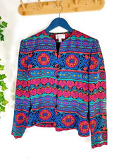 Adrianna Papell Silk Vibrant 80s 90s Print Lightweight Jacket Size 8 Y2k