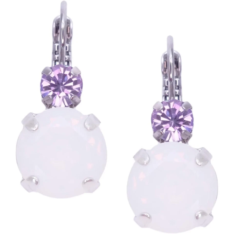 Pendientes de plata Mariana Ice Queen redondos ópalo blanco con luz Vitrail 1154 nuevos con etiquetas Foto 2 de 3