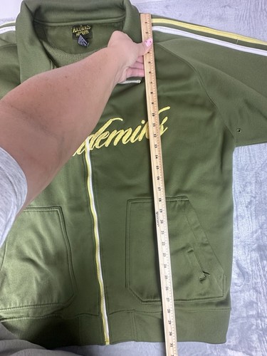 VTG Akademiks Full Zip Sweatshirt Track Jacket Mens 3XL Green Yellow Streetwear - Picture 13 of 15