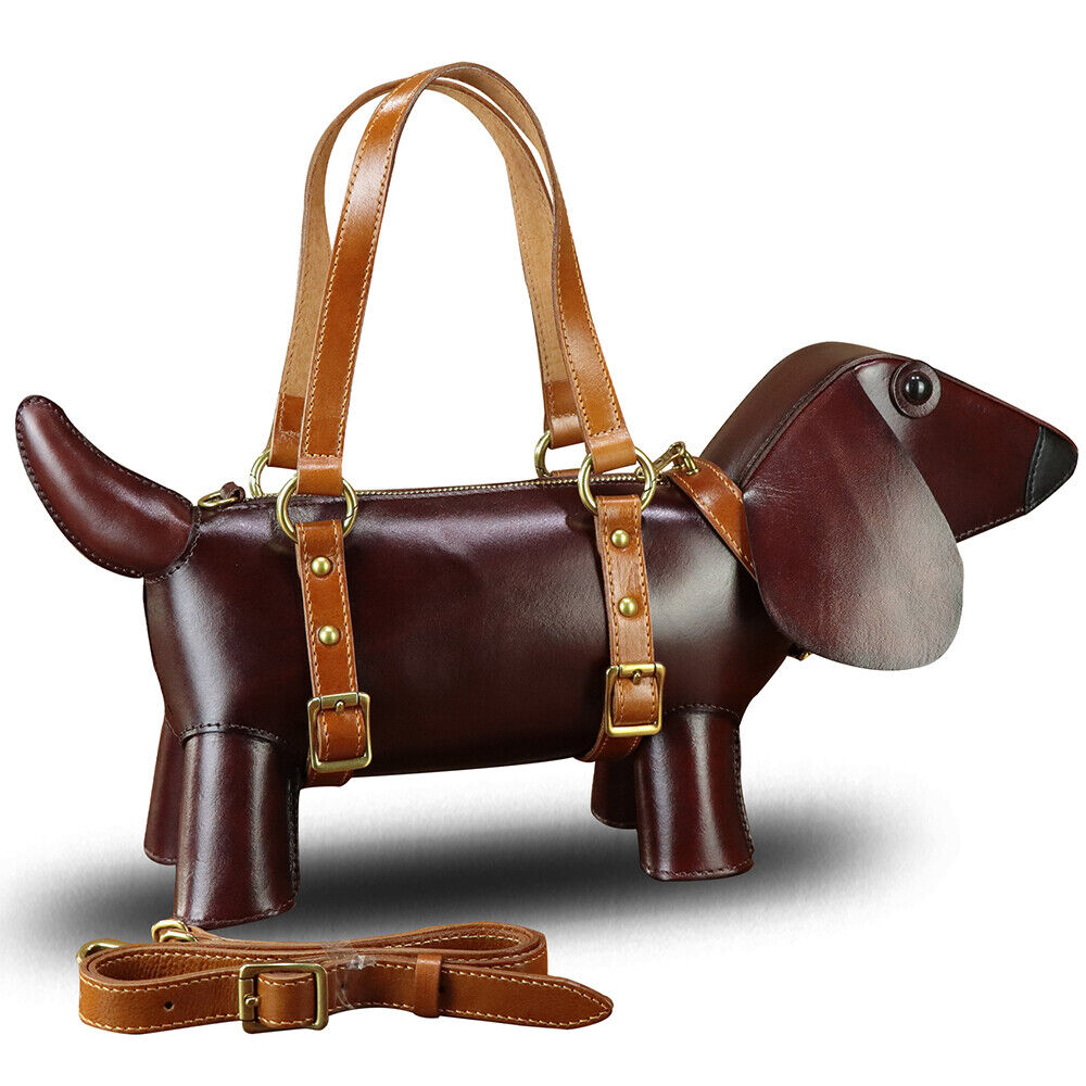 Genuine Leather Purse and Handbag Women Cute Dog Shape Crossbody