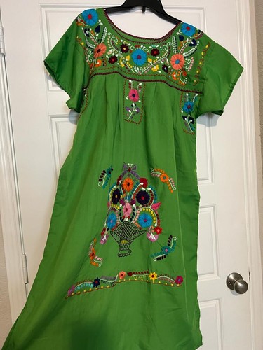 AUTHENTISCHES mexikanisches handgefertigt besticktes FIESTA KLEID WALBENLÄNGE Gr. M/L - Bild 14 von 14