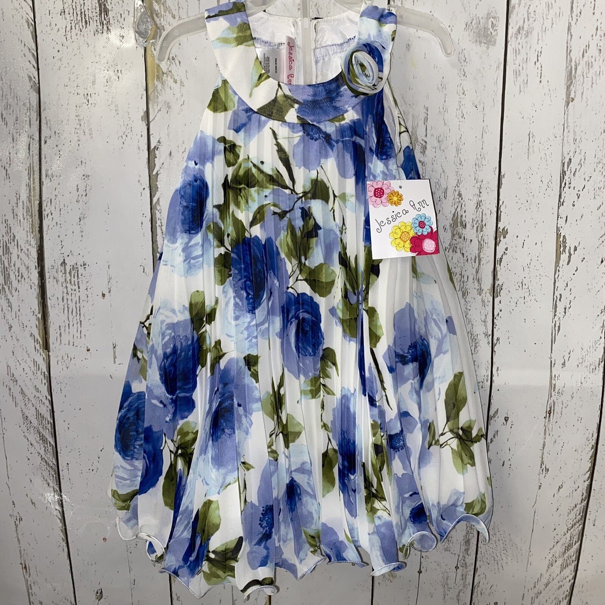 blue and white easter dresses Light Blue Easter Smocked Bishop Dress 6-12 months main image 1