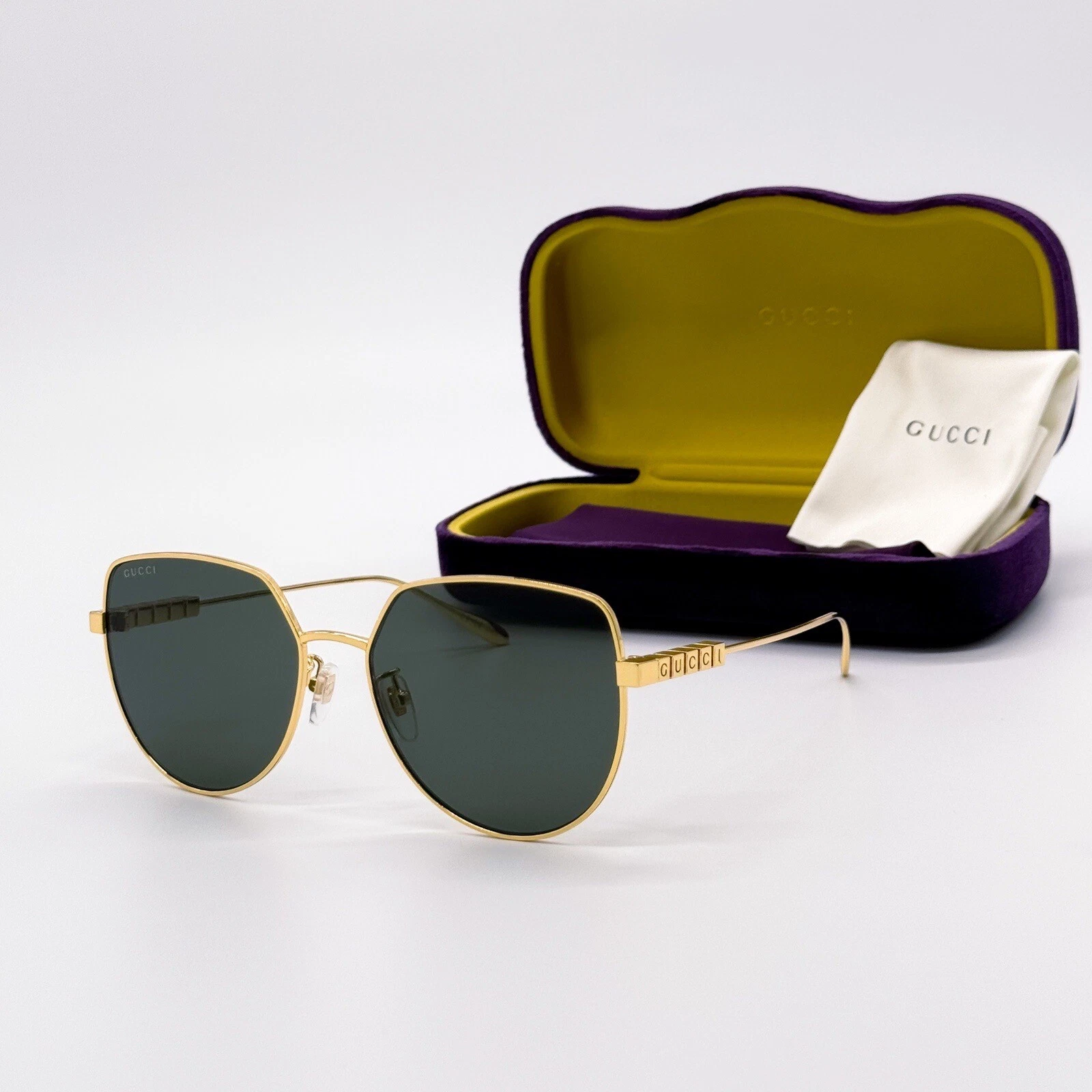 Gucci — NEW GUCCI GG1435SA 001 GEOMETRIC GOLD GREY WOMEN SUNGLASSES GUCCI