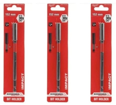 Milwaukee magnetischer Bithalter 152 mm Shockwave Impact Duty 4932472065 -3er Pack