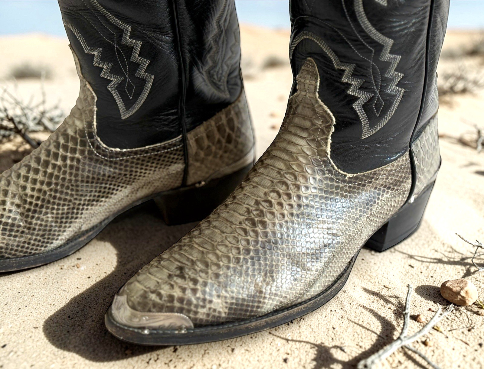 Vtg Mens Anderson Bean 9.5 E Python Snakeskin Bla… - image 5