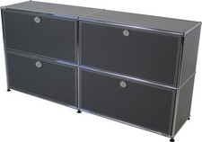 USM Haller Sideboard 2OH x 2 Reihen in mittelgrau 4x Hängeregister-Auszug