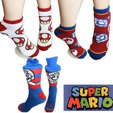 Nintendo Unisex Super Mario Bros Iconic Graphic Socks Bundle 3 Pairs Size 10-13
