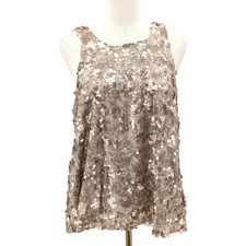 Sequin Tank Top Champagne Sleeveless Party Layering Glam Size M