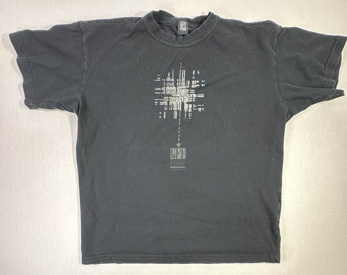 Gianfranco Ferre GFF T-Shirt Black Graphic Tee Italy Vintage 
