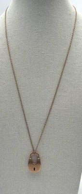 Michael Kors Padlock Pendant Necklace Rose Gold Tone Chain Love Lock 18in Womens
