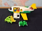 Vtg Fischer Price 1972 Airplane W/4 Figures Car & Forklift NR