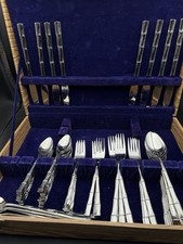 Bamboo Flatware 80 Pieces ABSOLUTELY FABULOUS! Stainless. Service For Eight