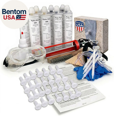 20' Fast Set Foundation Crack Repair Injection Kit, Hydra Stop 300 Expanding Pol