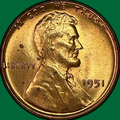1951 Lincoln Wheat Cent Brilliant Uncirculated BU Coin #37631