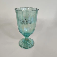 Pioneer Woman Luster Iridescent Green Goblet Glass 12.5 oz 6.5”