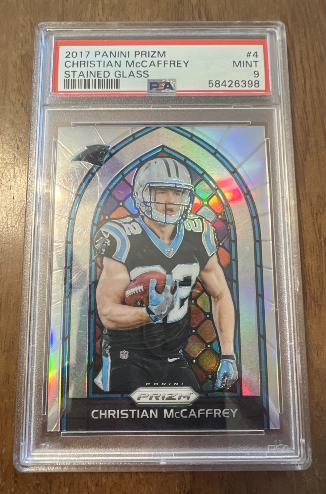 2017 Panini Prizm - Stained Glass Christian McCaffrey #4 Silver Prizm (RC)