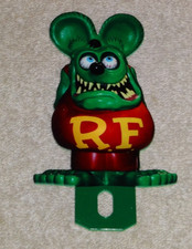 Vintage Ratfink Ed Roth Rat Fink Metal Gasoline Oil License Plate Topper Sign