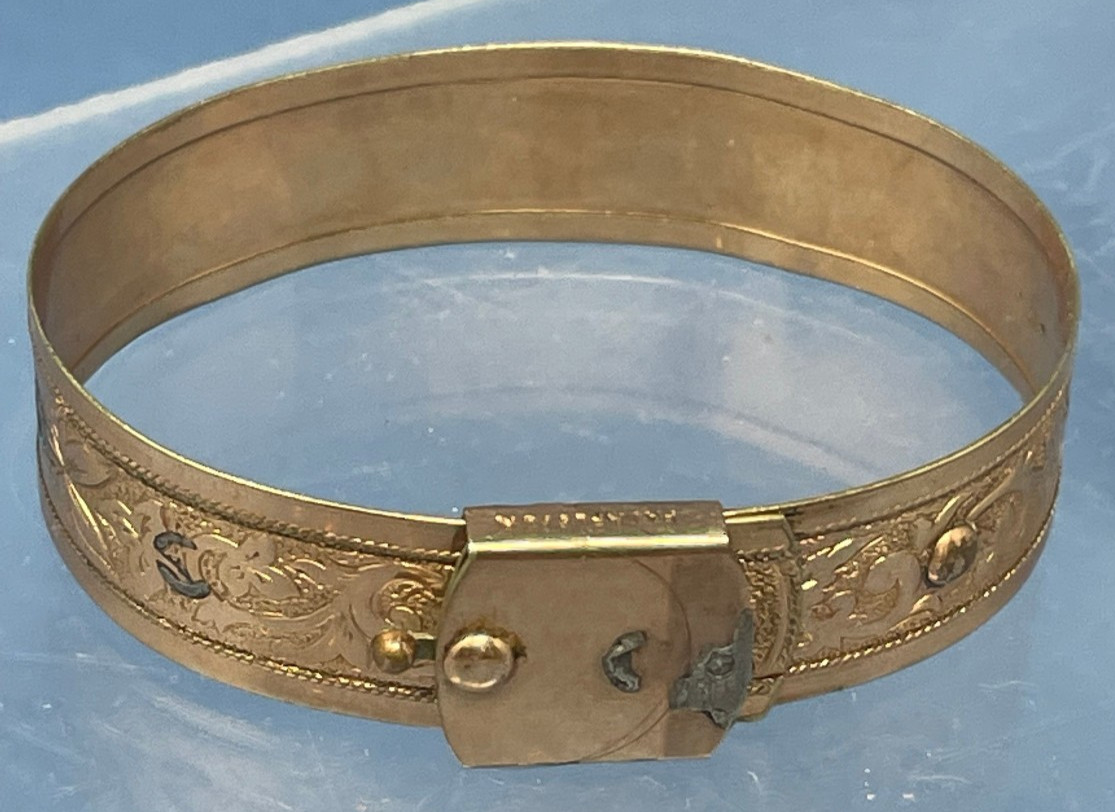 Victorian Etruscan Gold Filled Buckle Belt Bracelet