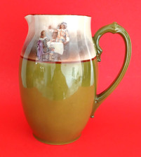 ROYAL BAYREUTH Bavaria Green Porcelain Painted Handled Pitcher 6 5/8" High