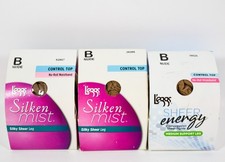 3 L'eggs Sheer Energy/Silken Mist Control Top Women's Pantyhose NUDE Variety SzB