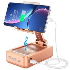 Foldable Cellphone Stand Bluetooth Speaker Charging Function Mount Rose Gold