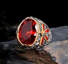 Turkish Zircon Men's Ring 925 Silver Handmade Style Jewelry