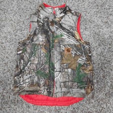 Carhartt RealTree Reversible Camo Orange Hunting Vest Kids XS 6 Puffer Full Zip